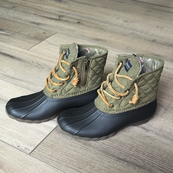 Size 5 Sperry Top-Sider Salt Water Rubber Boot Waterproof Brown/Olive STS93692 - Picture 4 of 10